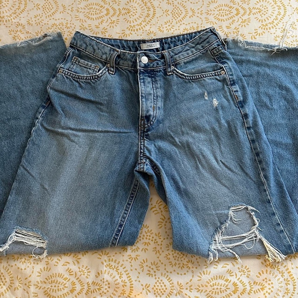 Forever 21 Light Blue Distressed Boyfriend Jeans